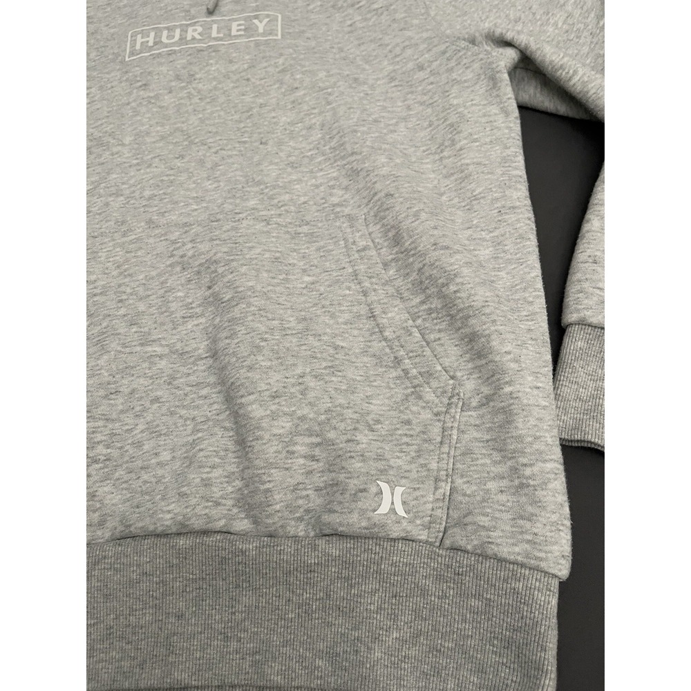 Hurley Womens Small Hoodie Sweater Gray Long Sleeve Pullover Logo Front Pocket - Picture 6 of 13